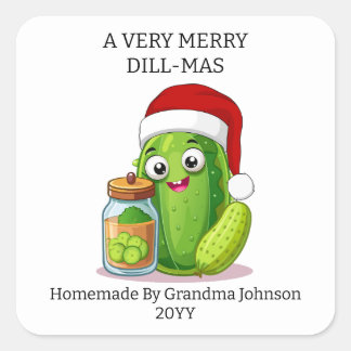 Sticker Carré A Very Merry Dill-Mas Christmas Holiday Jar