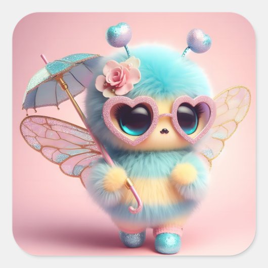 Sticker Carré Abee mignonne (Devant)