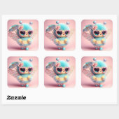 Sticker Carré Abee mignonne (Feuille)