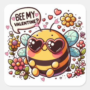 Sticker Carré Abee My Valentine ? - Charmante Bee Valentine's Ca