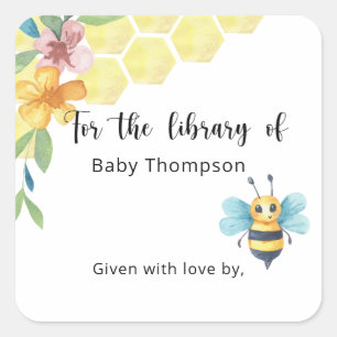 Sticker Carré Abeille - Baby shower, livres pour bébé