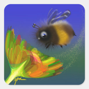 Sticker Carré Abeille Mignonne