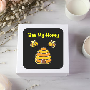 Sticker Carré Abeille mignonne et sucrée Ma ruche miel Couleur f