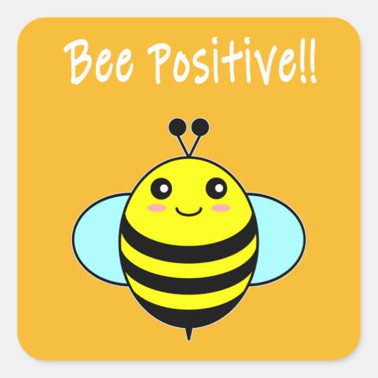 Sticker Carré Abeille Positive!! (Devant)