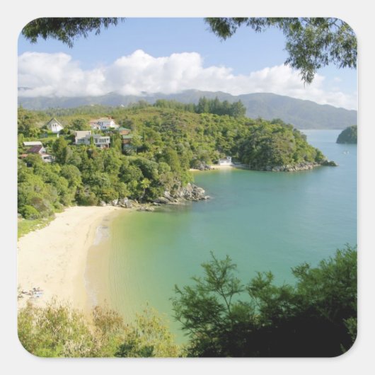 Sticker Carré Able Tasman NP, Nelson, Nouvelle-Zélande. Les nomb (Devant)