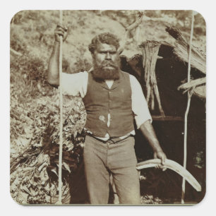 Sticker Carré Aborigène avec un Boomerang, vers 1860 (photo sépi