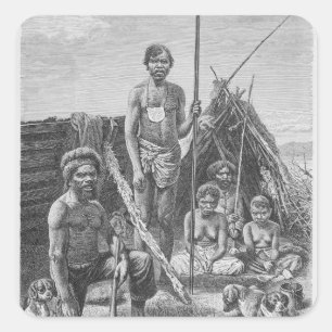 Sticker Carré aborigènes du Queensland gravé d'une photo