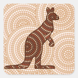 Sticker Carré Aboriginal kangaroo dot painting