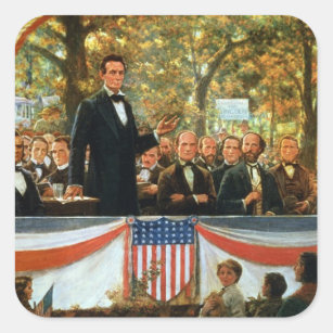 Sticker Carré Abraham Lincoln et Stephen A. Douglas