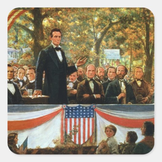 Sticker Carré Abraham Lincoln et Stephen A. Douglas (Devant)
