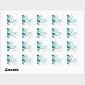 Sticker Carré Abraxas Abstrait Faveur Florale | aqua turquoise (Feuille)