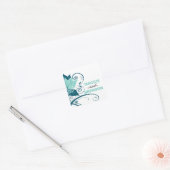Sticker Carré Abraxas Abstrait Faveur Florale | aqua turquoise (Enveloppe)