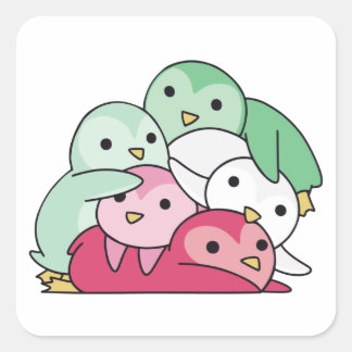 Sticker Carré Abrosexué Drapeau Pride Lgbtq Cute Penguin