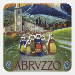 Sticker Carré Abruzzes Italie Poster Vintage voyage Art avec fem