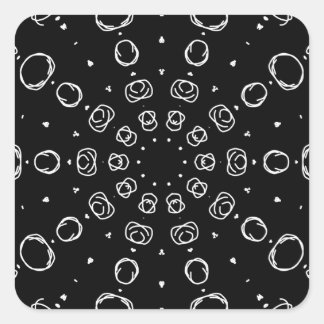Sticker Carré Abstract Monochrome White Mandala Geometric Patter