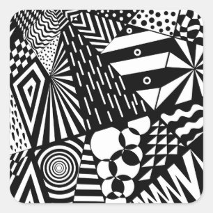 Sticker Carré abstrait arrière - plan noir blanc formes géométri