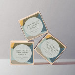 Sticker Carré Abstrait Art Sage Turquoise mariage personnalisé M<br><div class="desc">Formes d'art Abstrait moderne Sage vert Turquoise Unique Personnalisé Mariage Merci Carré Sticker</div>