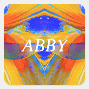 Sticker Carré Abstrait bleu et orange