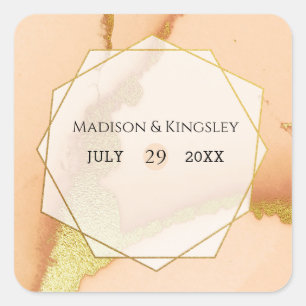 Sticker Carré Abstrait de corail moderne 💡 Mariage d'huile d'en