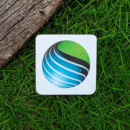 Sticker Carré Abstrait Green and Blue Globe Modern Earth