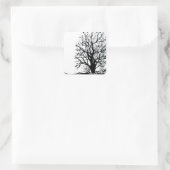 Sticker Carré Abstrait moderne arbre noir silhouette ombre blanc (Sac)