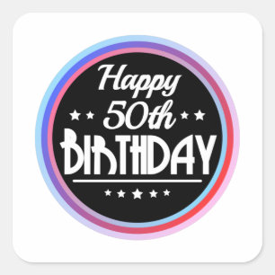 Sticker Carré Abstrait moderne Joyeux 50e anniversaire