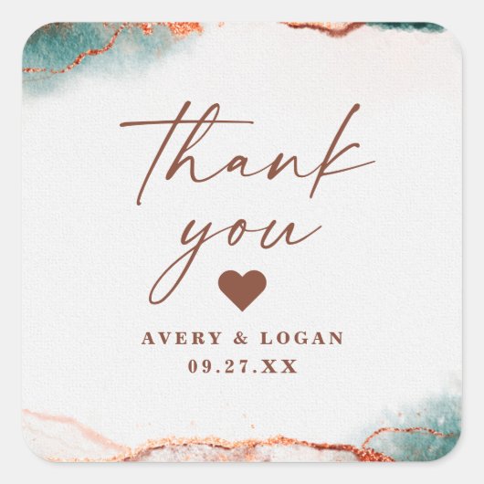 Sticker Carré Abstrait moderne Terra Cotta Mariage de automne Me (Devant)