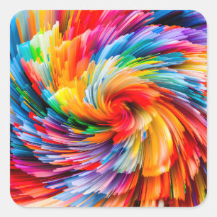 Sticker Carré Abstrait Moderne Tourbillon Vibrant Arc-en-Ciel