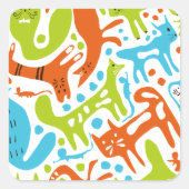 Sticker Carré Abstrait Motif de chat Whimsical moderne animal de (Devant)