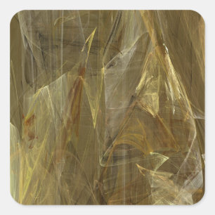 Sticker Carré Abstrait Or Fractal