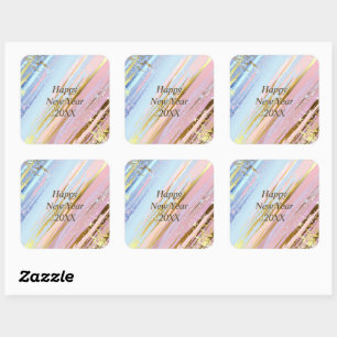 Sticker Carré Abstrait Pink Blue Gold Bonne année 20xx