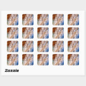 Sticker Carré Abstrait plage de sable motif motif en mousse d'ea (Feuille)