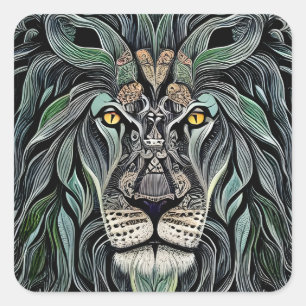 Sticker Carré Abstrait Shabby Chic King Lion