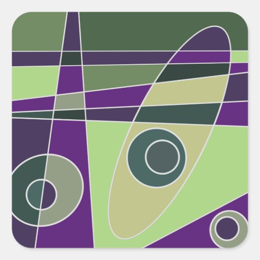 Sticker Carré Abstrait Surfing Green Purples (Devant)