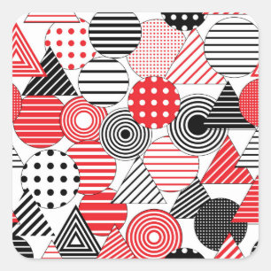 Sticker Carré Abstrait vintage : points et bandes