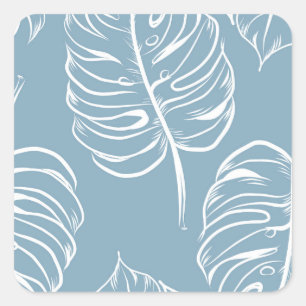 Sticker Carré Abstraite Feuille Tropicale : Verdure transparente