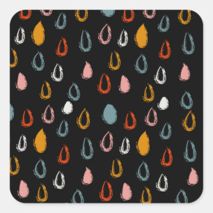 Sticker Carré Abstraite goutte de pluie boho, doodle tribal.