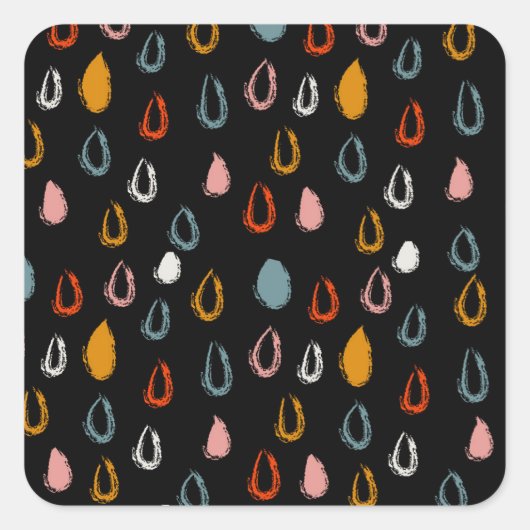 Sticker Carré Abstraite goutte de pluie boho, doodle tribal. (Devant)