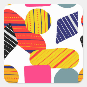 Sticker Carré Abstraite main dessinée, motif élégante.