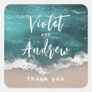 Sticker Carré Abstraite moody ocean beach mariage