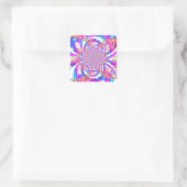 Sticker Carré Abstraite orchidée rose mandala rose rétro (Sac)