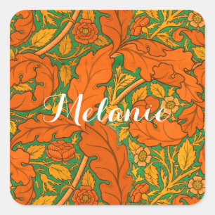 Sticker Carré Acanthus orange et rose William Morris pour artisa