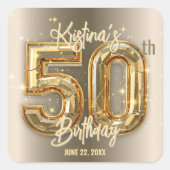 Sticker Carré Accents dorés et diamants Glam moderne 50e anniver (Devant)