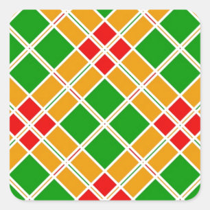 Sticker Carré Accessoire à motif argylique rouge vert jaune vif