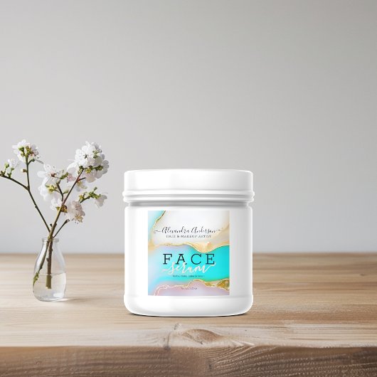 Sticker Carré Accessoires d'or bleu blanc de luxe Agate Opal Pro