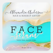 Sticker Carré Accessoires d'or bleu blanc de luxe Agate Opal Pro (Devant)