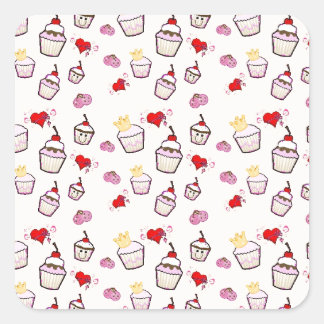 Sticker Carré Accessoires Motifs Kawaii Cupcakes