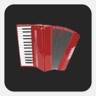 Sticker Carré Accordion : Accordion rouge