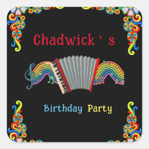 Sticker Carré Accordion Coloré Floral fête d'anniversaire