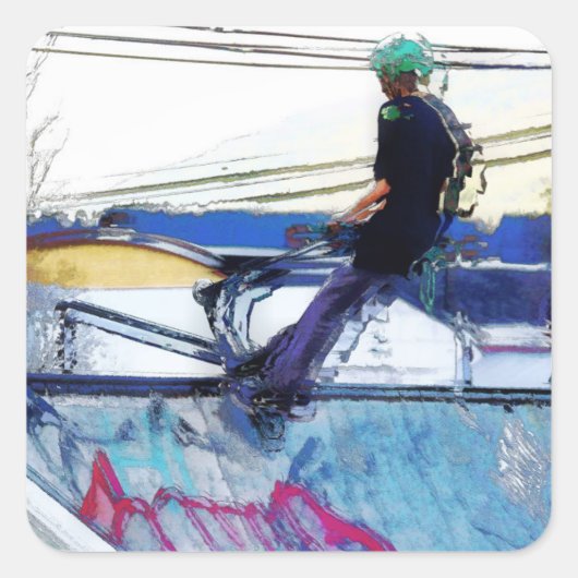 Sticker Carré Accrocher - Tourner l'artisanat du scooter (Devant)